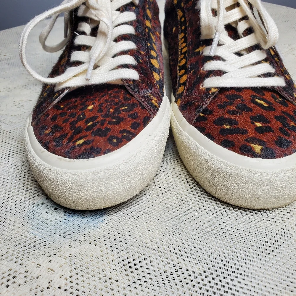 Madewell‎ sidewalk sneaker dyed calf hair animal print leopard cheetah size 7.5